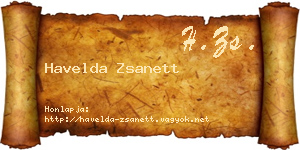 Havelda Zsanett névjegykártya